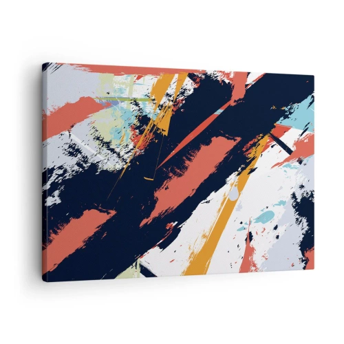 Bild auf Leinwand - Leinwandbild - Abstrakte Pinselstriche in leuchtenden Farben - 70x50cm - Dynamische Komposition - Moderne Wanddekoration für Wohnzimmer und Schlafzimmer ARTTOR