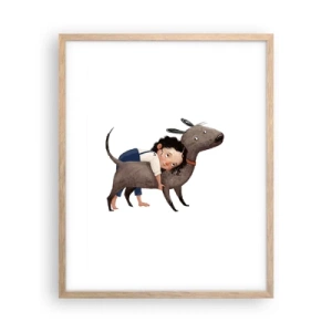 Poster in einem Rahmen aus heller Eiche - Beste Freunde - 40x50 cm