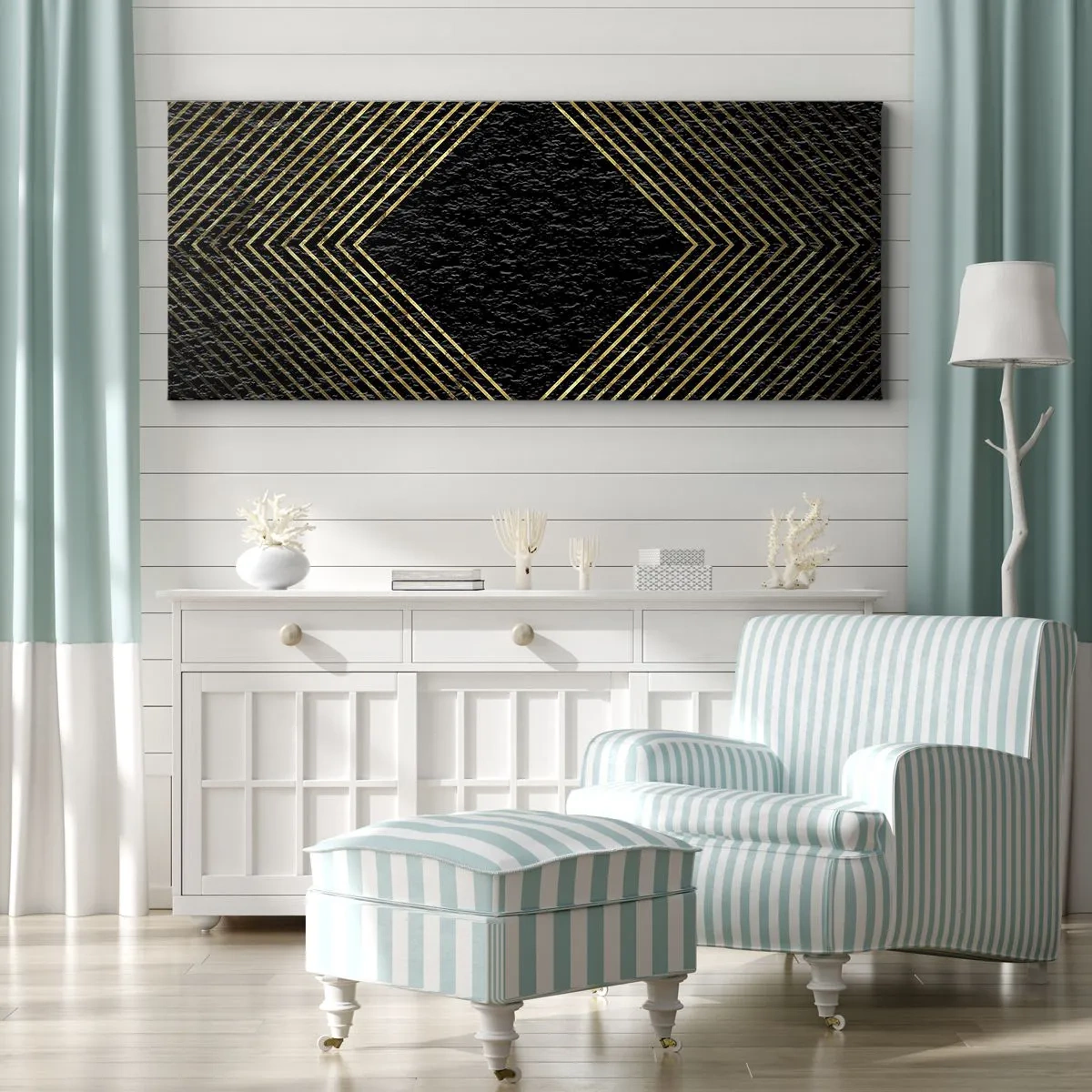 Bild auf Leinwand - Leinwandbild - Geometrie im glamourösen Stil - 100x40 cm
