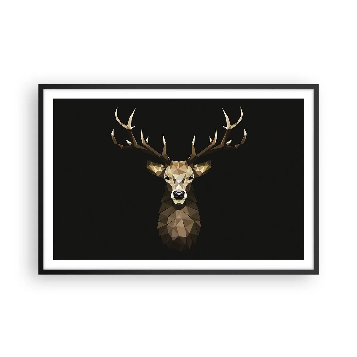 Poster in einem schwarzem Rahmen - Kubistischer Hirsch - 91x61 cm