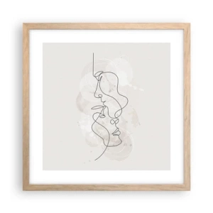 Poster in einem Rahmen aus heller Eiche - Verstrickt in eine Umarmung - 40x40 cm