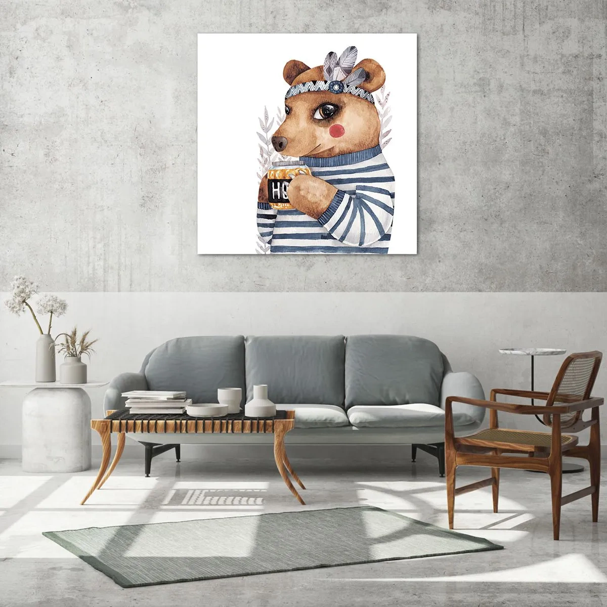 Glasbild - Bild auf glas - Süße Bärin - 50x50 cm