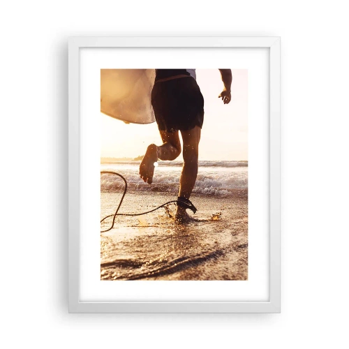 Poster in einem weißen Rahmen - Um die Welle zu treffen - 30x40 cm