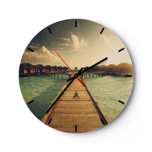 Wanduhr - Glasuhr - Eine herzliche Einladung - 40x40 cm