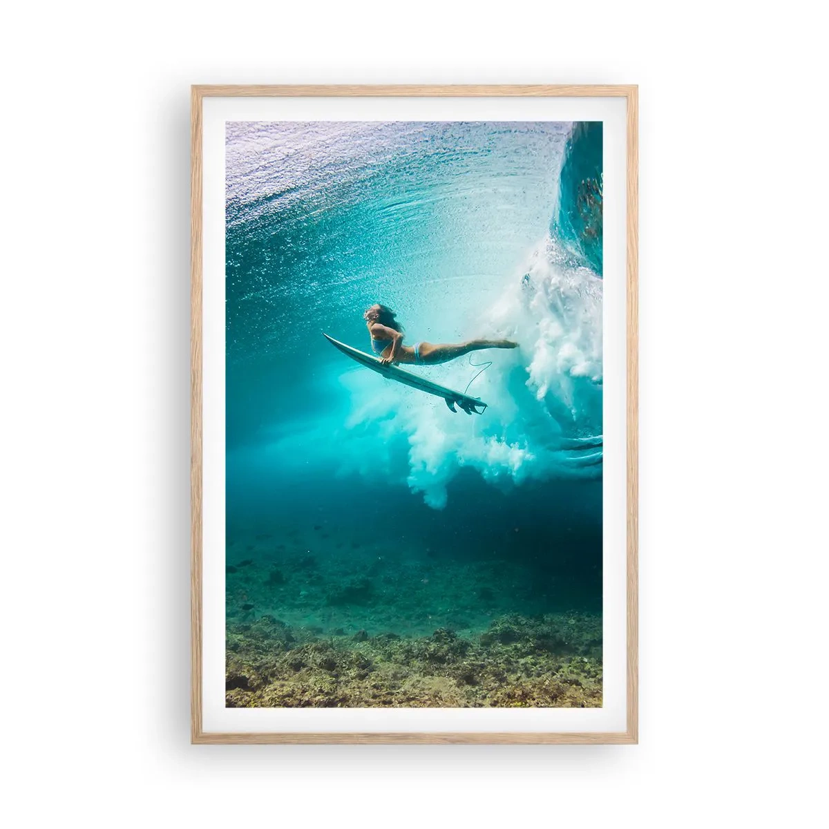 Poster in einem Rahmen aus heller Eiche - Unterwasserwelt - 61x91 cm