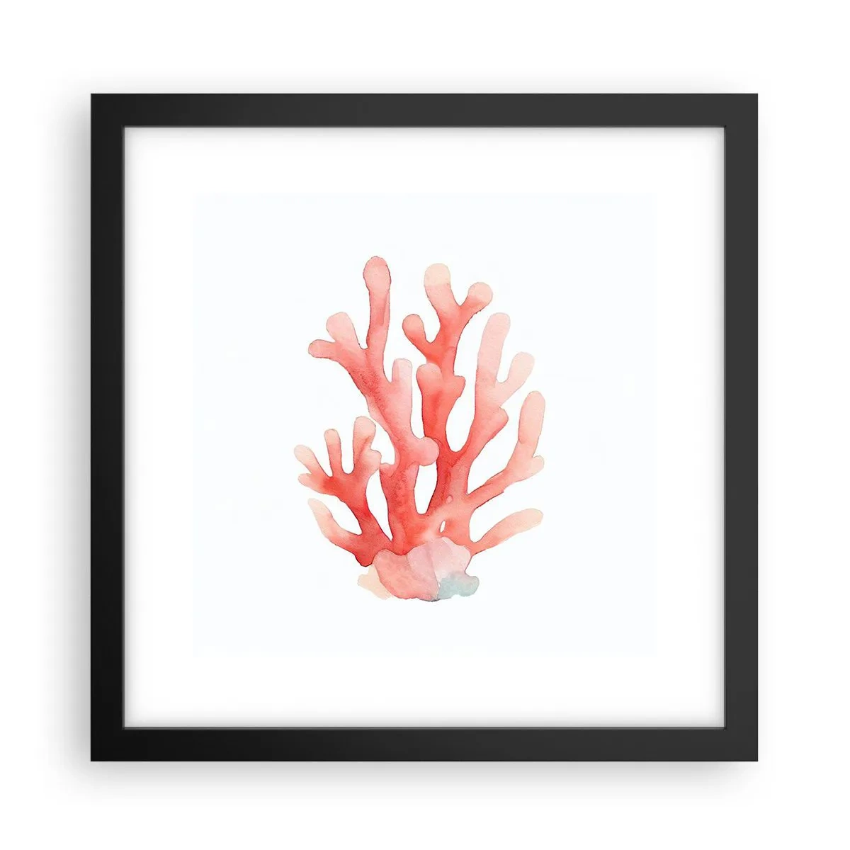 Poster in einem schwarzem Rahmen - Korallenfarbene Koralle - 30x30 cm