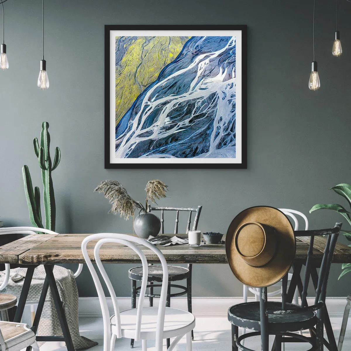 Poster in einem schwarzem Rahmen - Felsmalereien der Natur - 60x60 cm