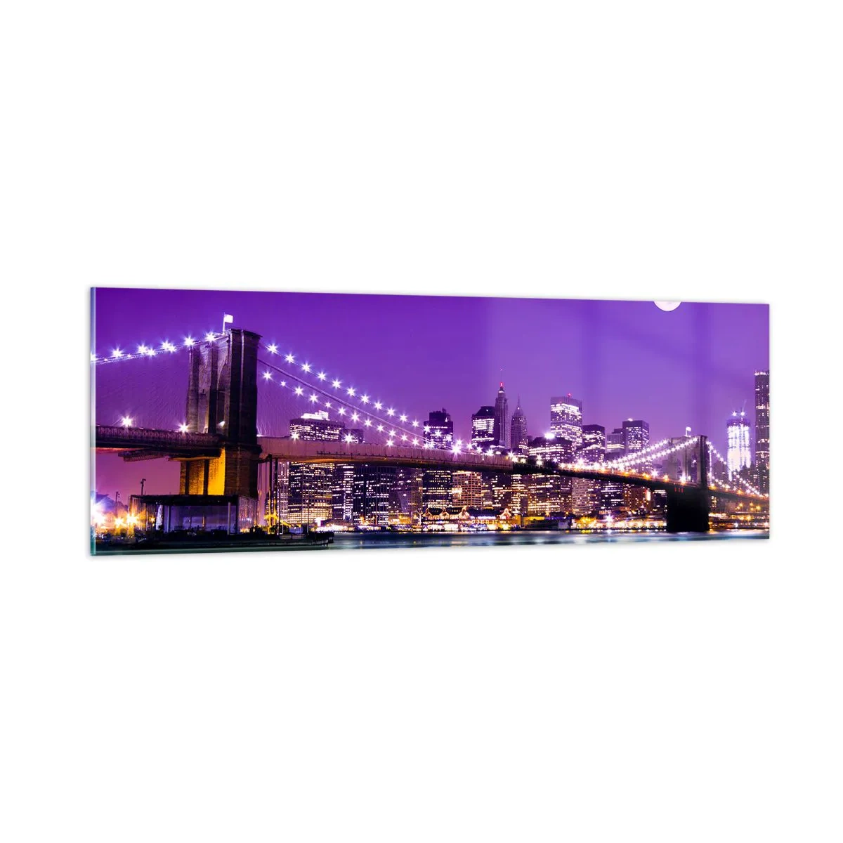 Glasbild - Bild auf glas - Die Lichter der Großstadt in Lila - 90x30 cm