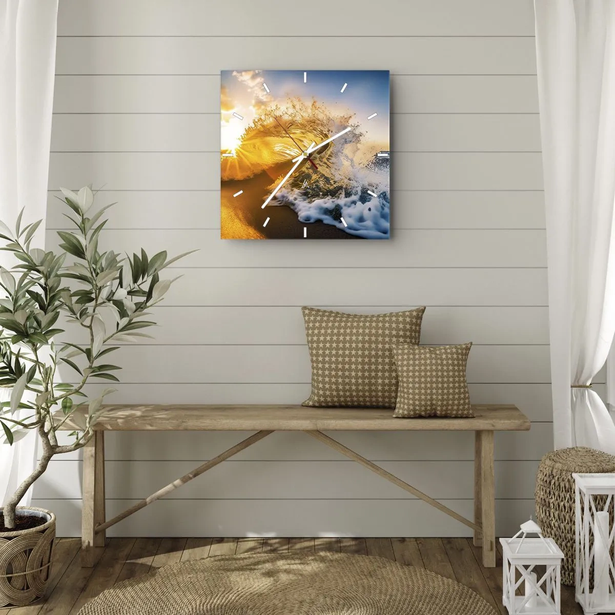 Wanduhr - Glasuhr - Spaß im Sand - 30x30 cm