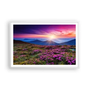 Poster in einem weißen Rahmen - Kräuter dufteten nach frischen Trauben von den Feldern - 91x61 cm