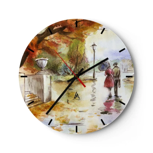 Wanduhr - Glasuhr - Romantischer Herbst im Park - 40x40 cm