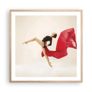 Poster in einem Rahmen aus heller Eiche - Rot und Schwarz - 60x60 cm