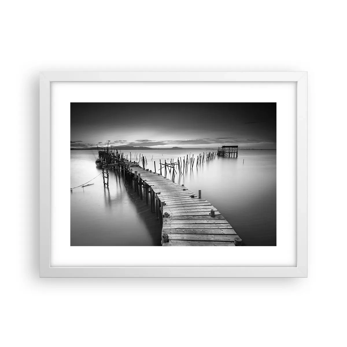 Poster in einem weißen Rahmen - Der Frieden eines vergessenen Ufers - 40x30 cm