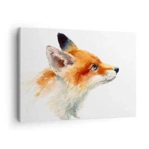 Bild auf Leinwand - Leinwandbild - Rotfuchs im Aquarellstil auf weißem Hintergrund - 70x50cm - Man kann nie vorsichtig genug sein - Moderne Wanddekoration für Wohnzimmer und Schlafzimmer ARTTOR