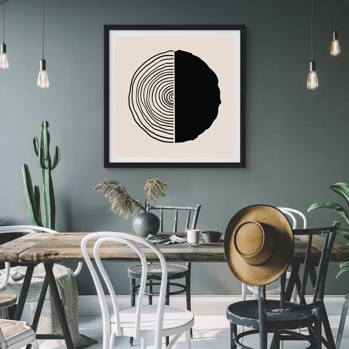 Poster in einem schwarzem Rahmen - Halb und halb - 30x30 cm
