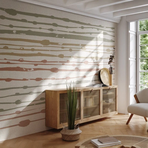 Fototapete Premium Canvas - Musikalische Notation von Farben - Minimalismus, Pastell, Stück - 300x210 cm