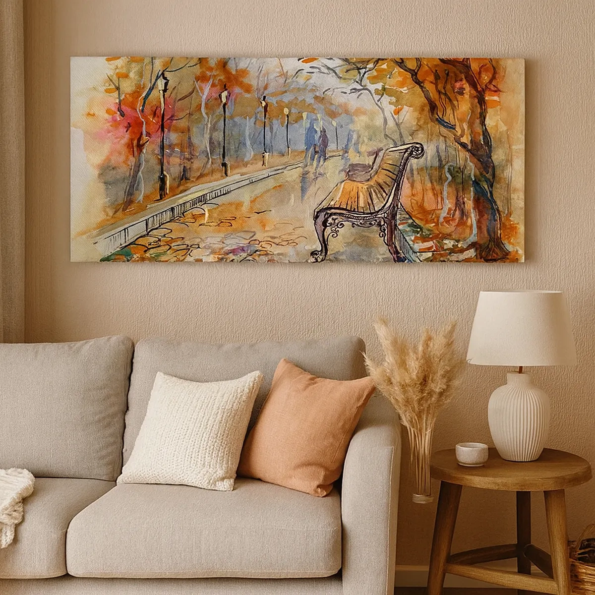 Bild auf Leinwand - Leinwandbild - Gemeinsam im Herbst wandern - 30x30 cm