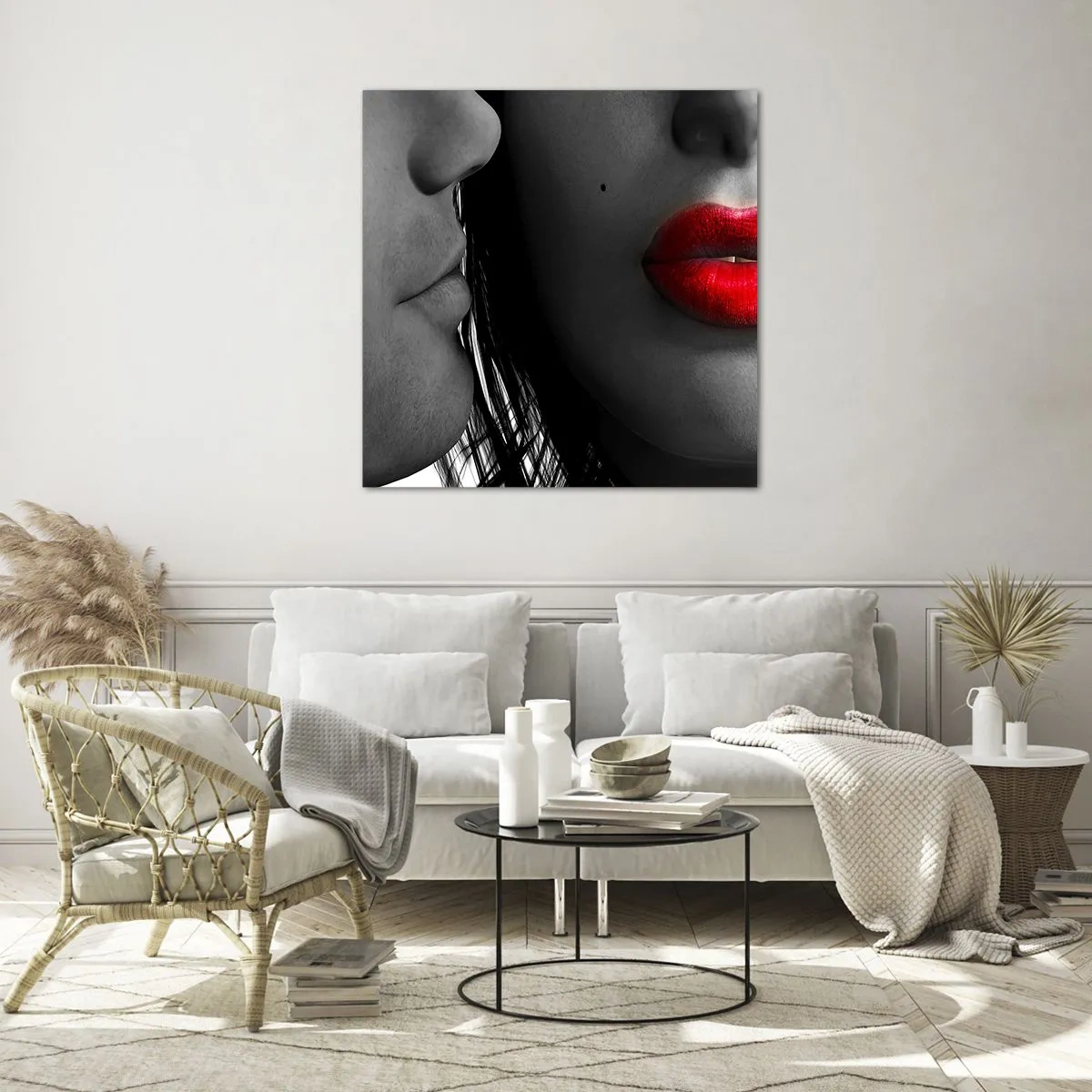 Glasbild - Bild auf glas - Gesicht am Gesicht - 70x70 cm