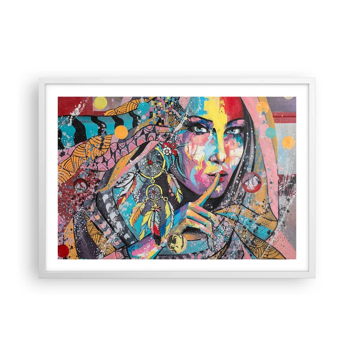 Poster in einem weißen Rahmen - Sei still, bis du verstehst - 70x50 cm