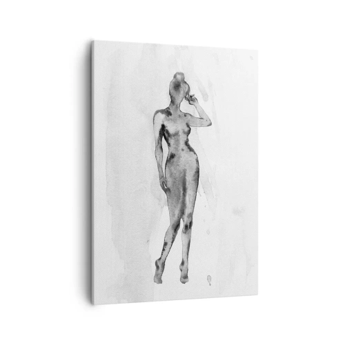 Bild auf Leinwand - Leinwandbild - Skizze einer Frauensilhouette in Grautönen - 50x70cm - Eine Studie über das Ideal der Weiblichkeit - Moderne Wanddekoration für Wohnzimmer und Schlafzimmer ARTTOR