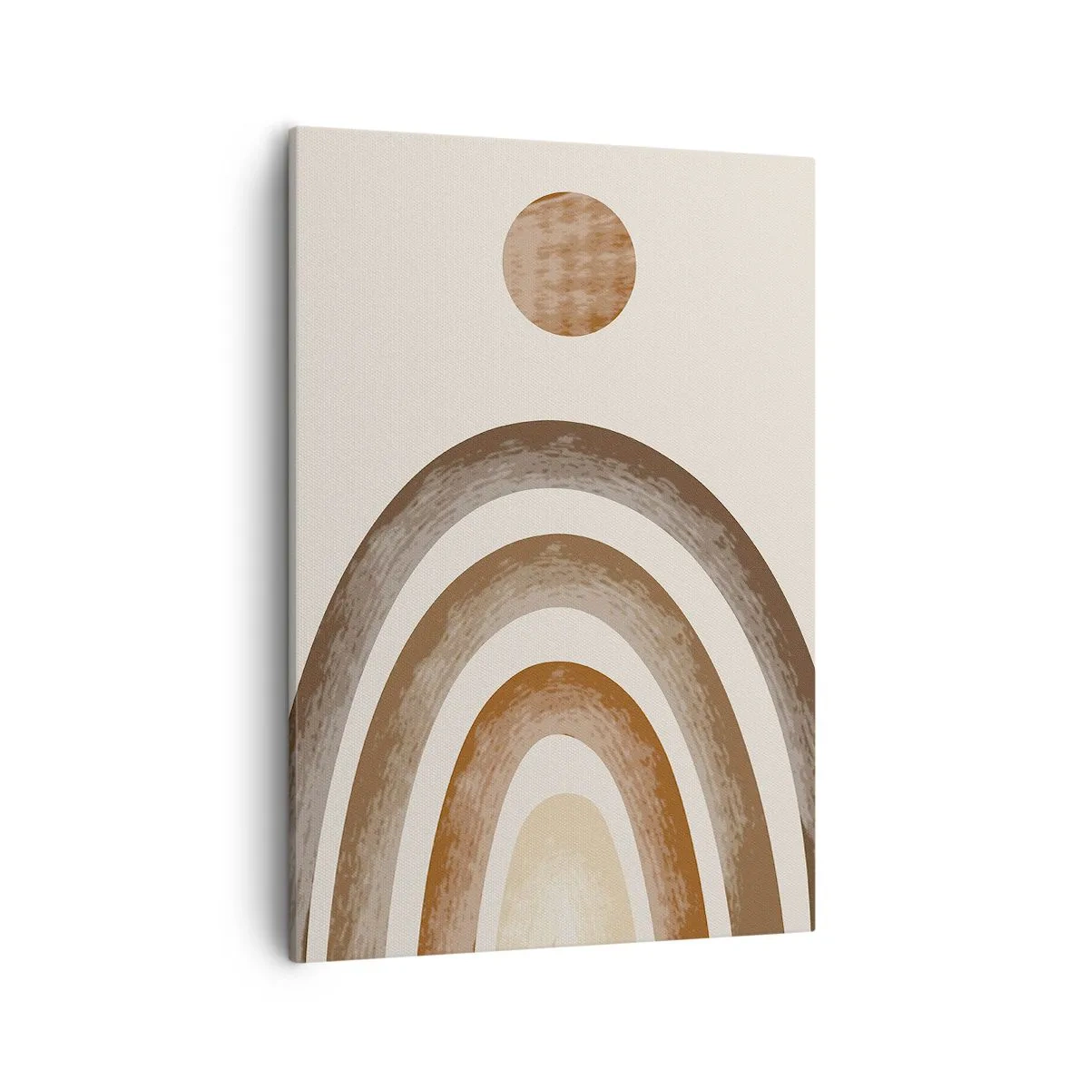 Bild auf Leinwand - Leinwandbild - Geometrisches Planetenmotiv in Brauntönen - 50x70cm - In einer weit entfernten Galaxie - Moderne Wanddekoration für Wohnzimmer und Schlafzimmer ARTTOR