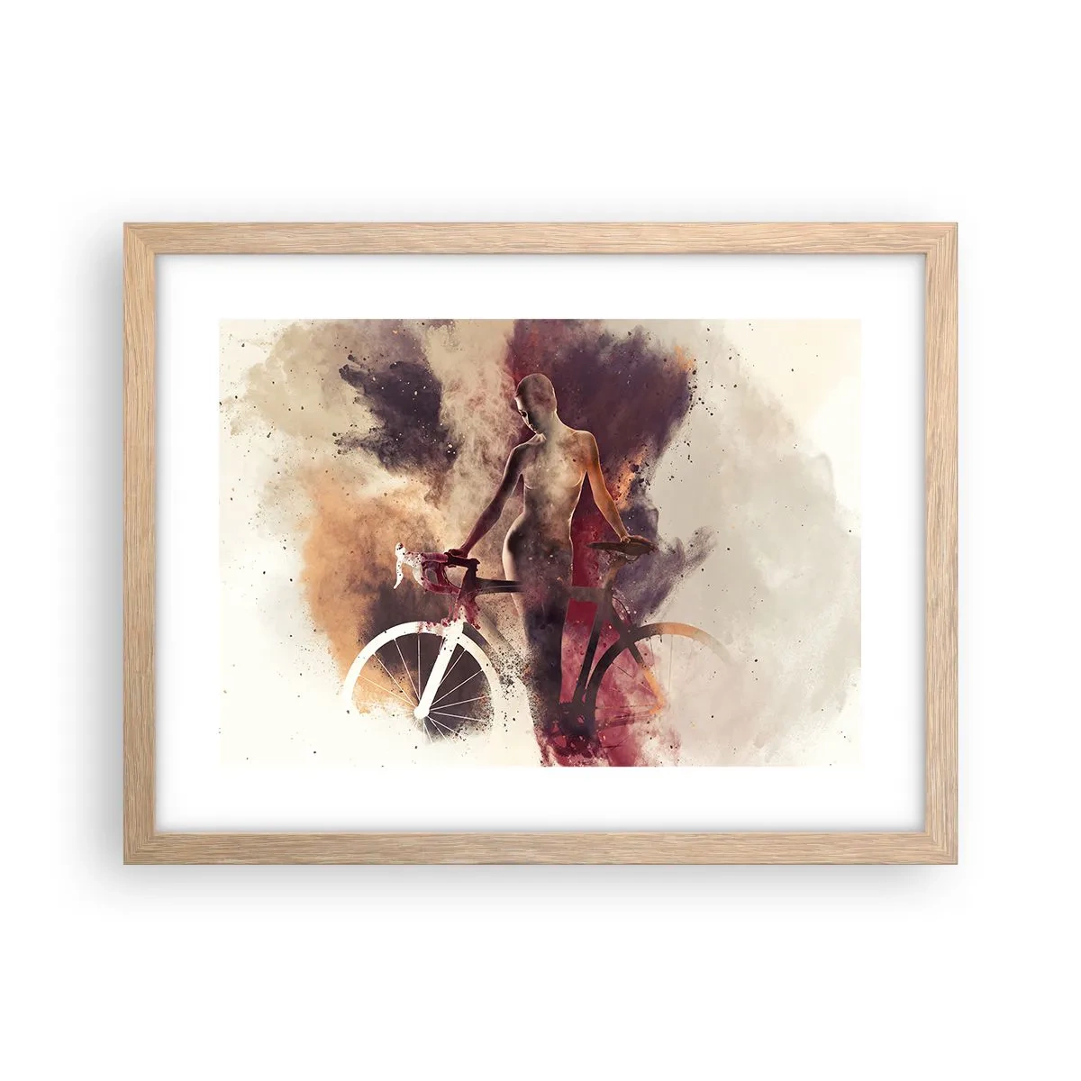 Poster in einem Rahmen aus heller Eiche - Eine Fahrradseele in Marmorformen - 40x30 cm