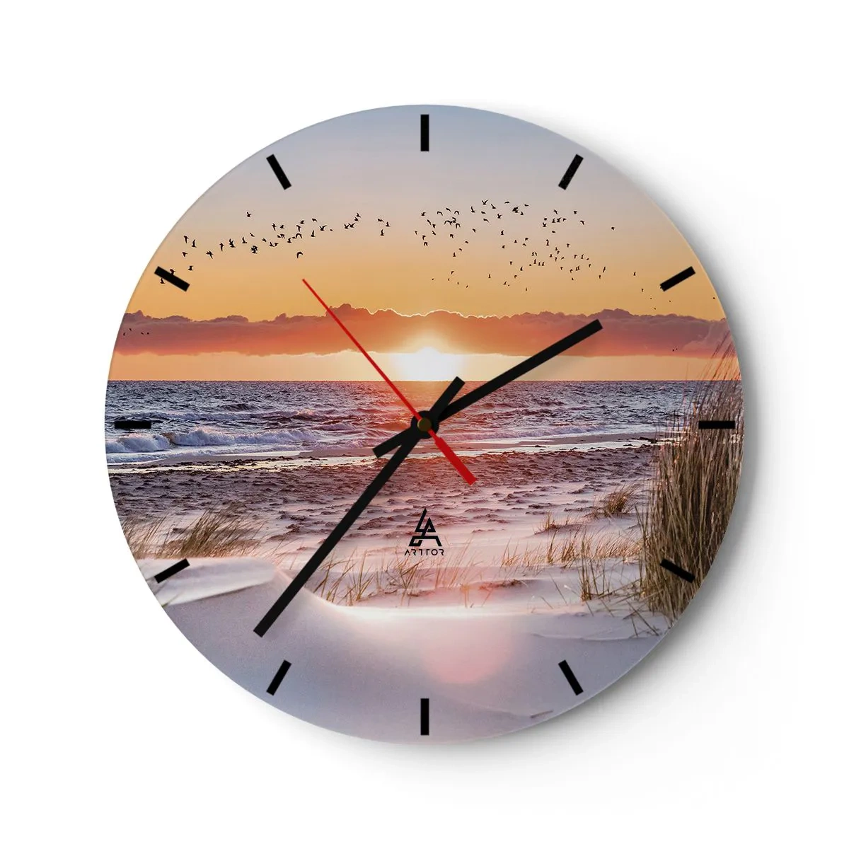 Wanduhr - Glasuhr - Horizontale Landschaft - 40x40 cm