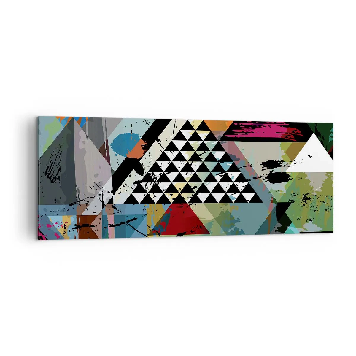 Bild auf Leinwand - Leinwandbild - Eine abstrakte Komposition aus geometrischen Formen und Farben. - 140x50cm - Wie einfach ist es - Moderne Wanddekoration für Wohnzimmer und Schlafzimmer ARTTOR