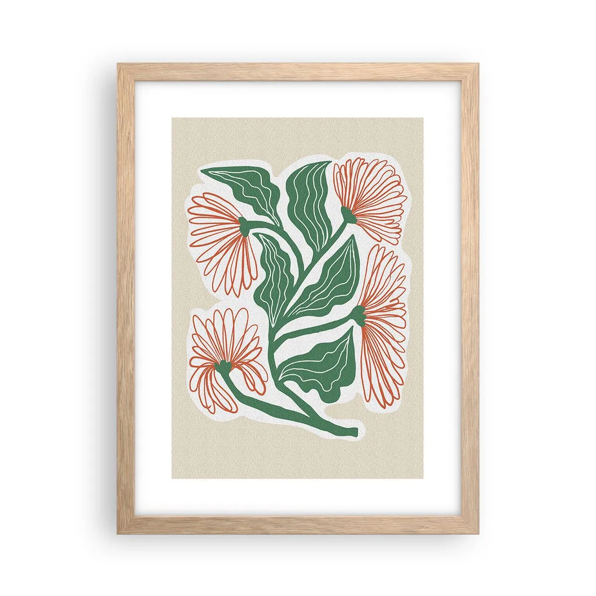 Poster in einem Rahmen aus heller Eiche - Im Folkstil und modern - 30x40 cm