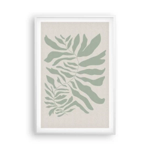 Poster in einem weißen Rahmen - Smaragdzweig - 61x91 cm