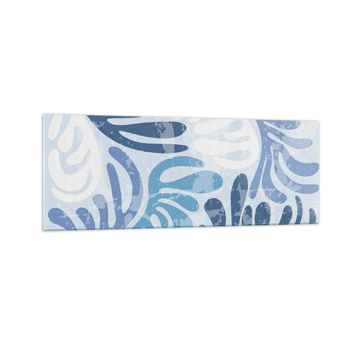 Glasbild - Bild auf glas - Abstrakte Formen in Blautönen auf weißem Hintergrund - 140x50cm - Blaue Farne - Moderne Wanddekoration für Wohnzimmer und Schlafzimmer ARTTOR