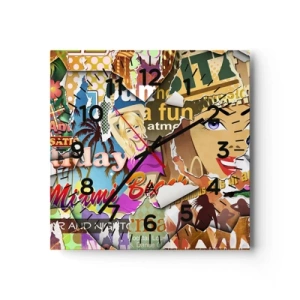 Wanduhr - Glasuhr - Sommer Rückblicke - 30x30 cm