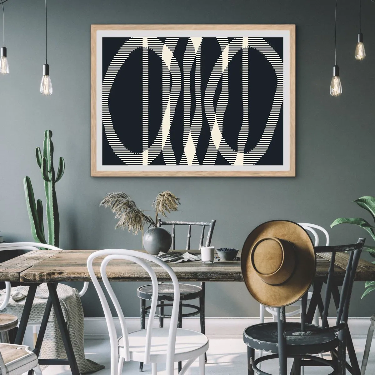 Poster in einem Rahmen aus heller Eiche - Ein Versuch, die Dunkelheit zu durchbrechen - 100x70 cm