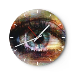 Wanduhr - Glasuhr - Ein künstlerisches Auge in intensiven, kontrastreichen Farben - 30x30cm - Du kannst in die Seele sehen - Moderne Wanddekoration für Wohnzimmer, Küche und Schlafzimmer ARTTOR