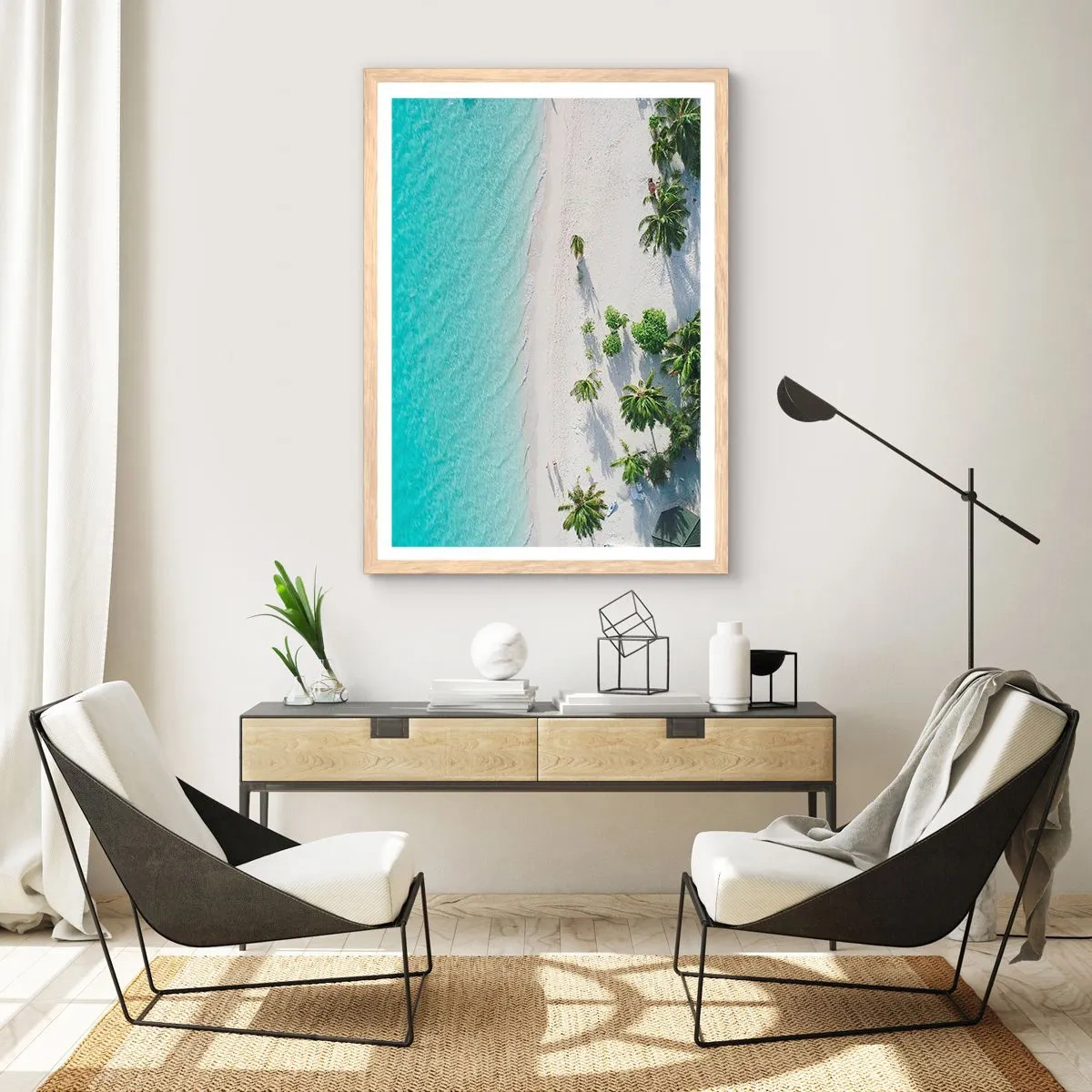 Poster in einem Rahmen aus heller Eiche - Urlaub im Paradies - 70x100 cm