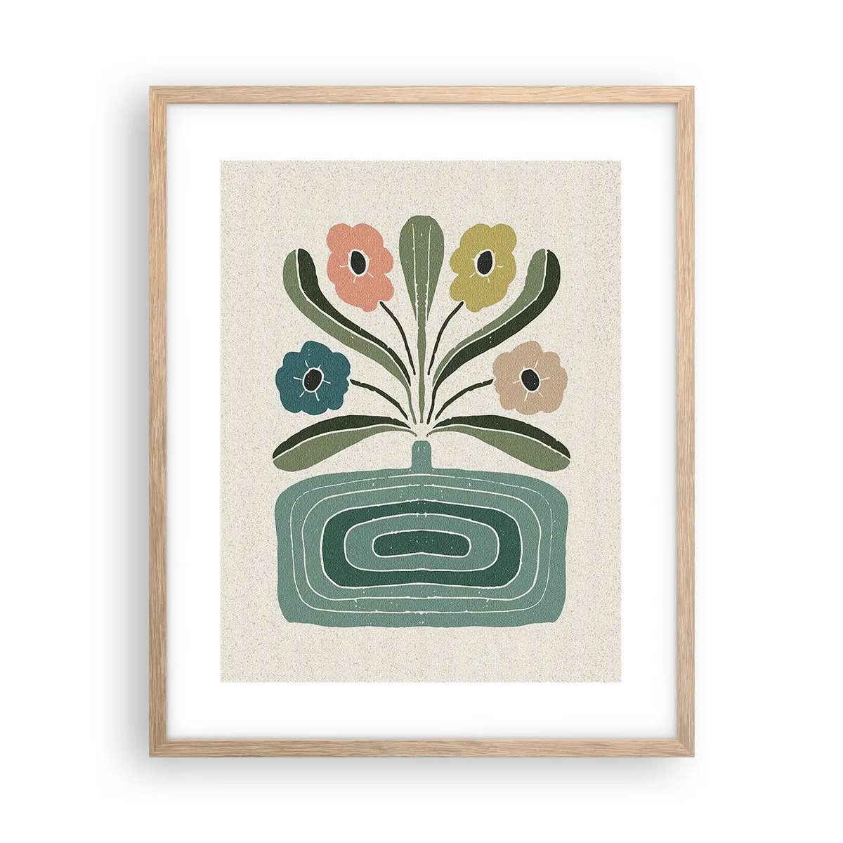 Poster in einem Rahmen aus heller Eiche - Symmetrischer Strauß - 40x50 cm