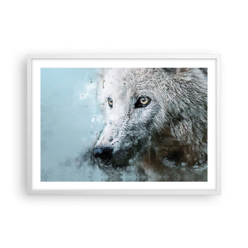 Poster in einem weißen Rahmen - Lerne die Wolfsseele kennen - 70x50 cm