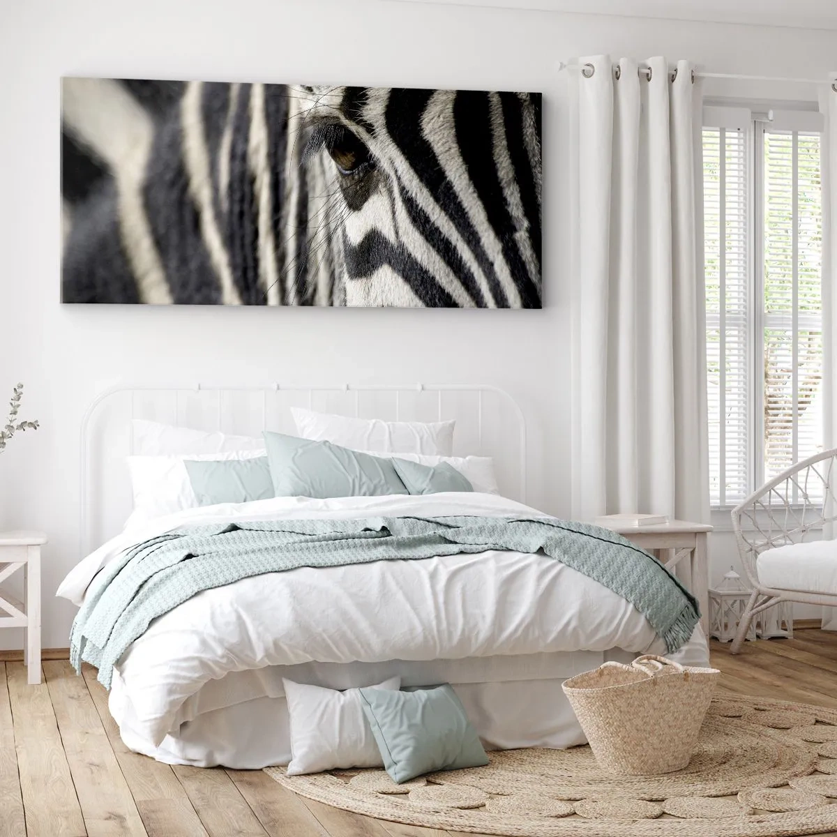 Bild auf Leinwand - Leinwandbild - Gestreiftes Porträt - 100x40 cm