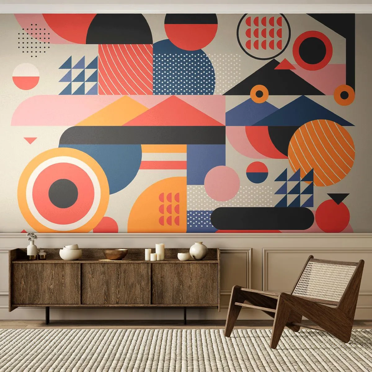 Fototapete Premium Sand - Komposition: Na, los, spiel! - Abstraktion, Vektor, Modern - 100x70 cm