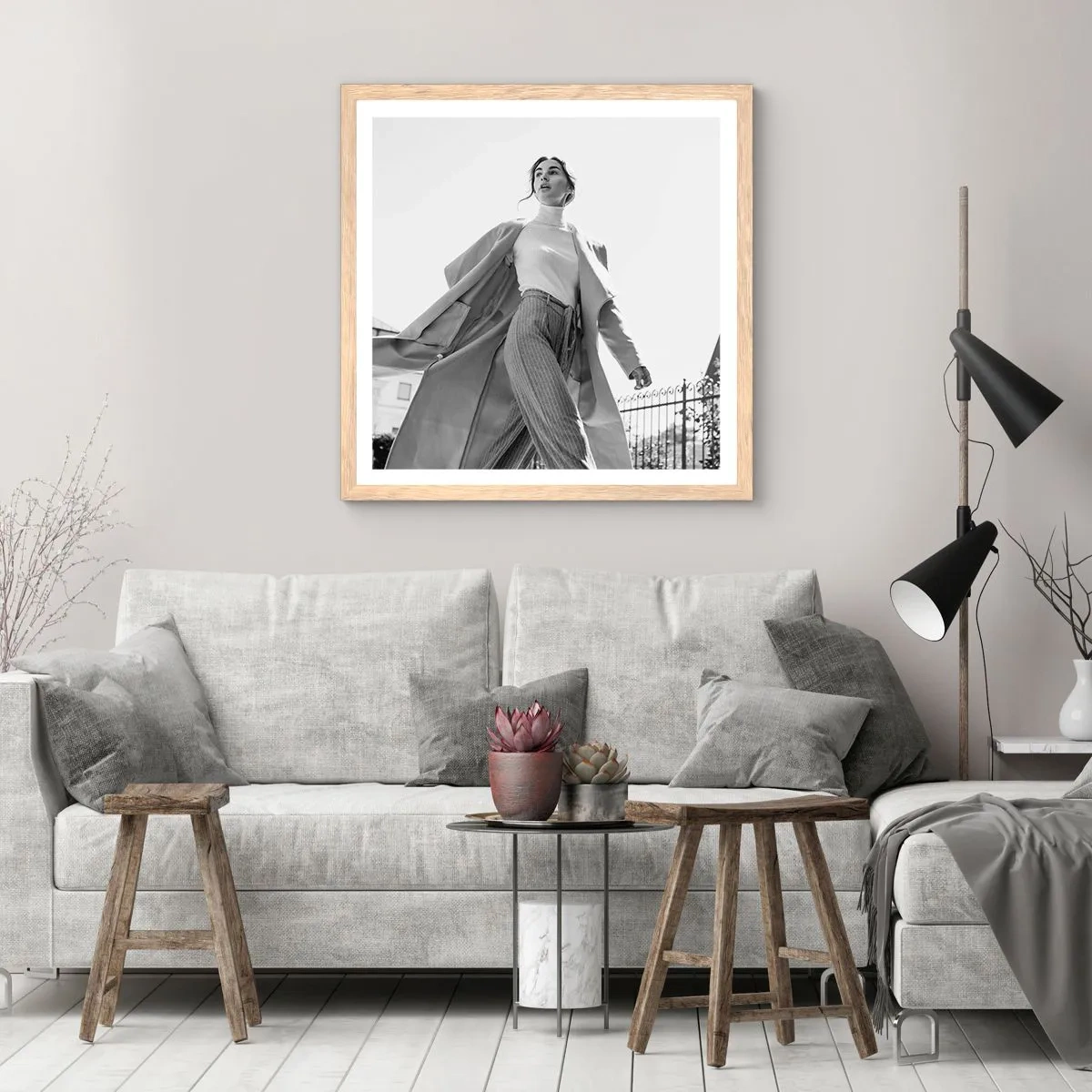 Poster in einem Rahmen aus heller Eiche - Gehst du mit mir? - 60x60 cm