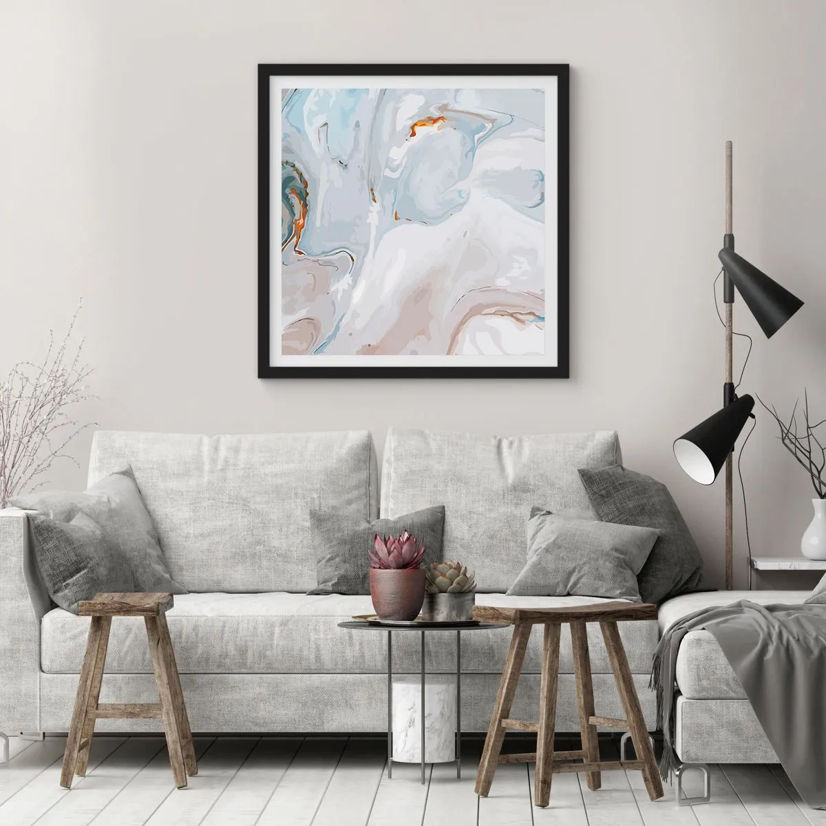 Poster in einem schwarzem Rahmen - Das Weiß wird erhoben - 30x30 cm