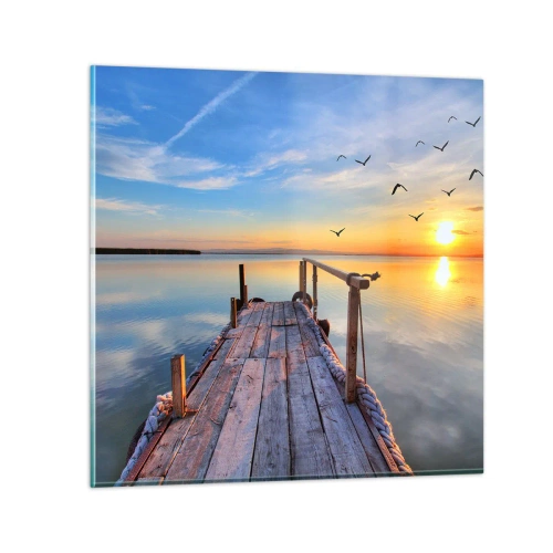 Glasbild - Bild auf glas - Lauf direkt der Sonne entgegen - 70x70 cm