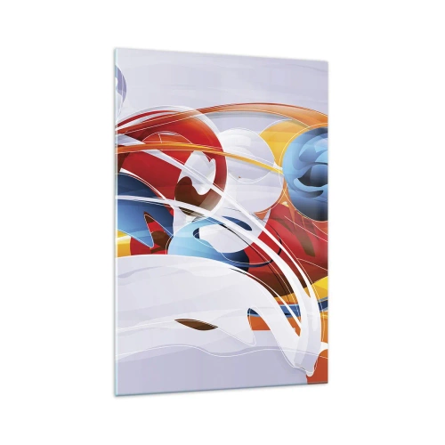 Glasbild - Bild auf glas - Bunte Abstraktion mit dynamischen Linien und lebendigen Farben - 70x100cm - Der Tanz der Elemente - Moderne Wanddekoration für Wohnzimmer und Schlafzimmer ARTTOR