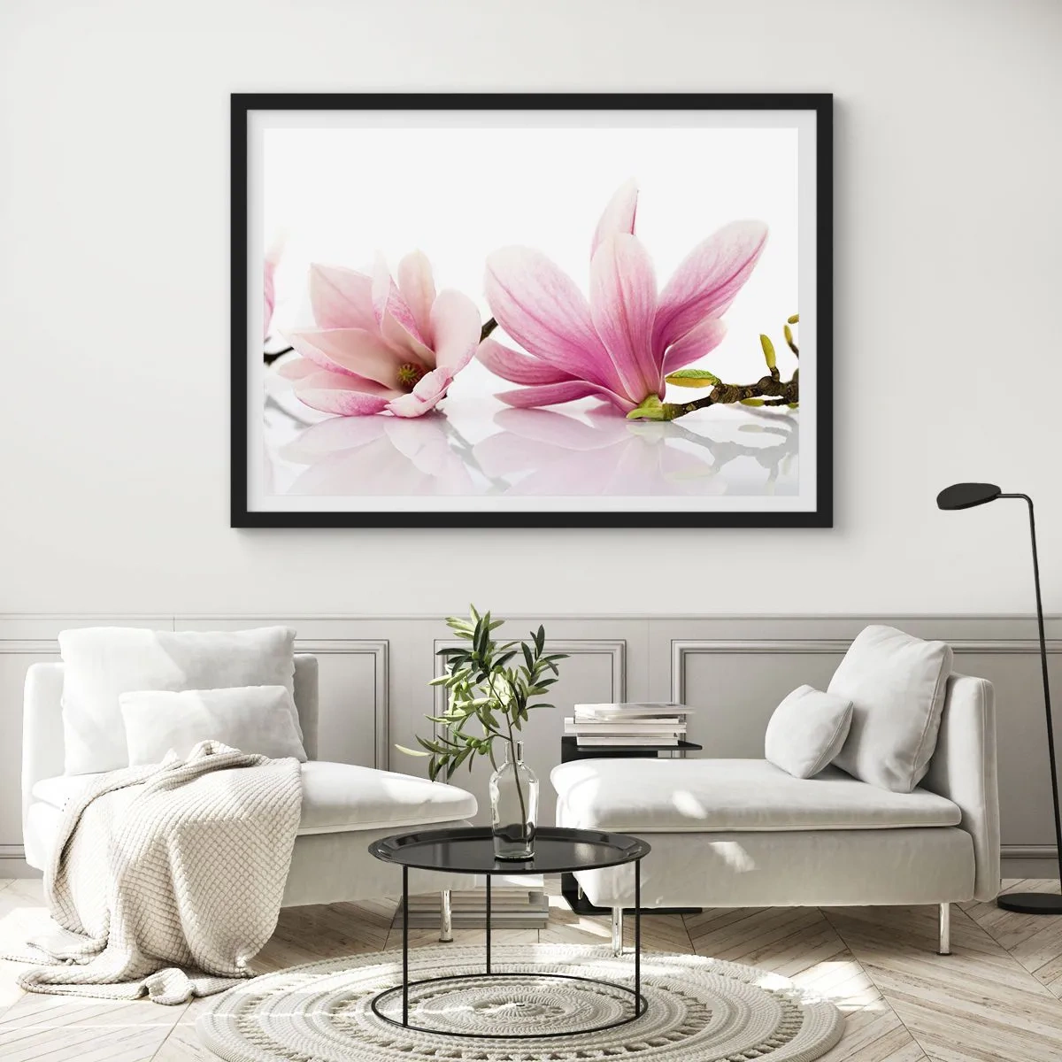 Poster in einem schwarzem Rahmen - Zart wie ein Frühlingswind - 50x40 cm