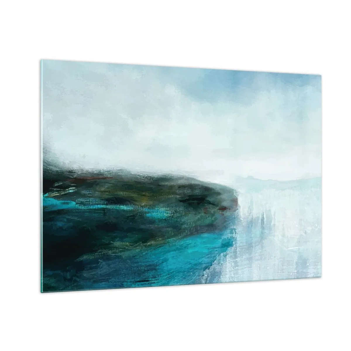 Glasbild - Bild auf glas - Abstrakte Wasserlandschaft mit dominanten blauen und weißen Farben - 100x70cm - Nautische Abstraktion - Moderne Wanddekoration für Wohnzimmer und Schlafzimmer ARTTOR
