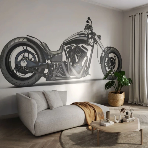 Fototapete Premium Canvas - Für alle, die die Freiheit lieben - Automobil, Motorrad, Zerhacker - 450x315 cm