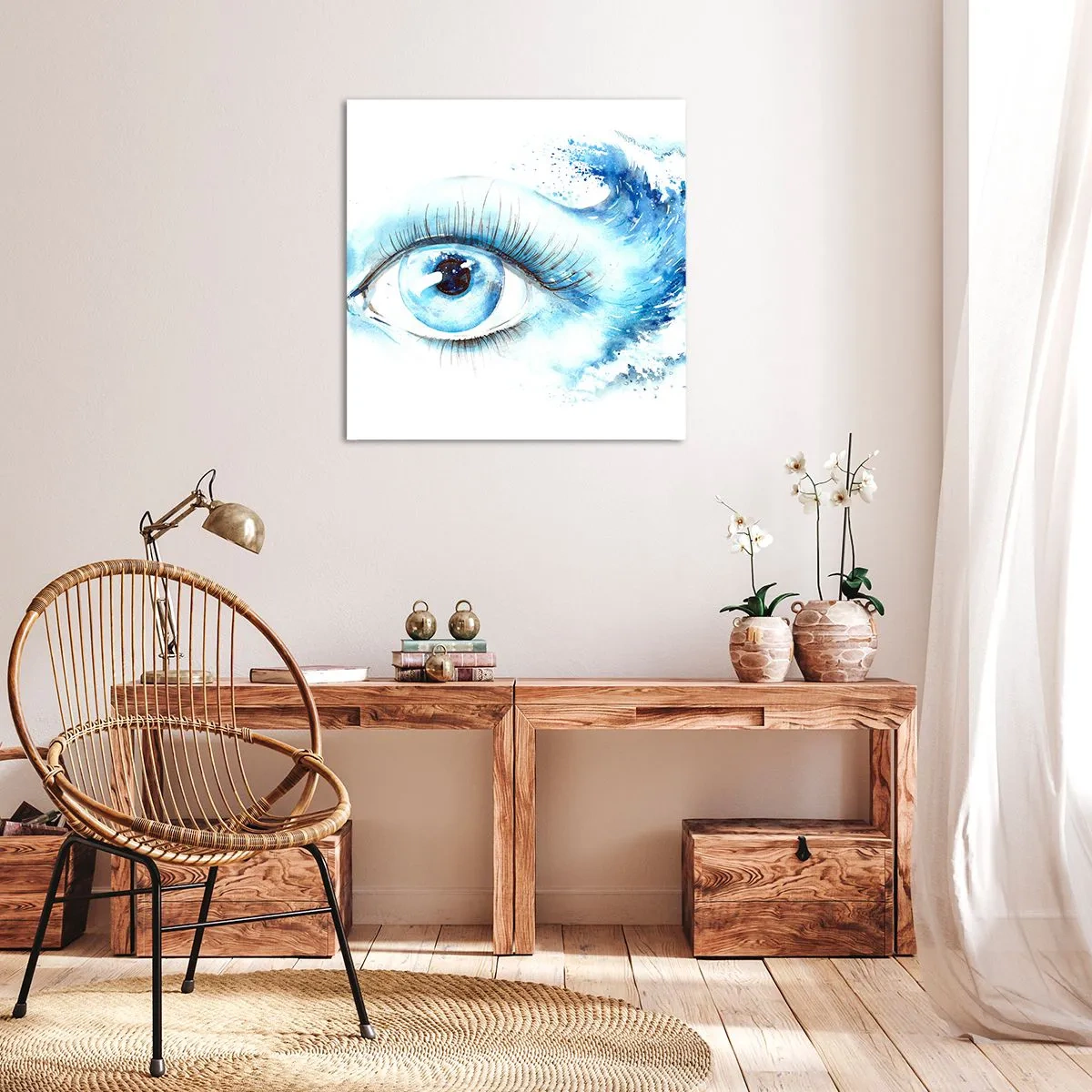 Bild auf Leinwand - Leinwandbild - Tauchen Sie ein in das Blau der Blicke - 40x40 cm