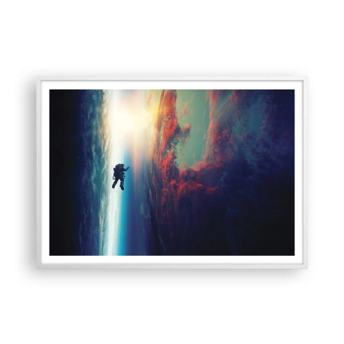 Poster in einem weißen Rahmen - Sich dem Universum stellen - 100x70 cm
