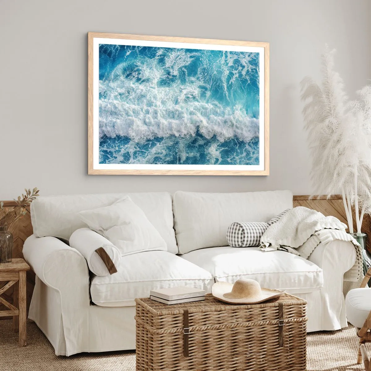 Poster in einem Rahmen aus heller Eiche - Freudig und springend - 91x61 cm