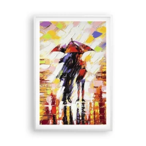Poster in einem weißen Rahmen - Gemeinsam durch die Nacht und den Regen - 61x91 cm
